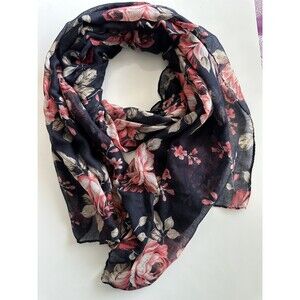 Lightweight Rose Scarves Fashion Flowers Print Shawl Wrap For Women 28” x 72”